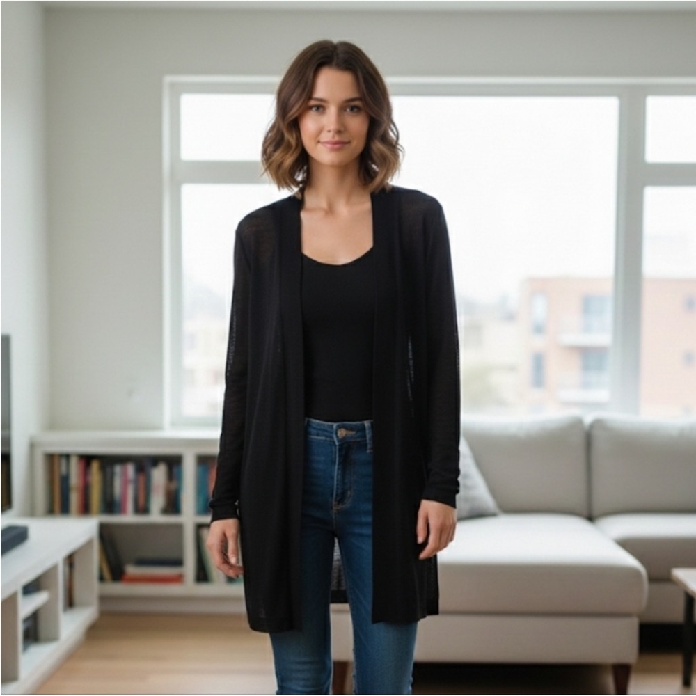 Eileen Fisher Black Linen Women's Cardigan